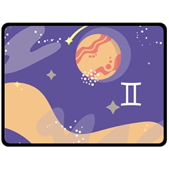 Planet Galaxy Space Star Polka Meteor Moon Blue Sky Circle Double Sided Fleece Blanket (large) 