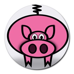 Pork Pig Pink Animals Round Mousepads by Mariart