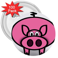 Pork Pig Pink Animals 3  Buttons (100 Pack) 