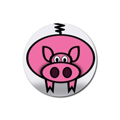 Pork Pig Pink Animals Rubber Coaster (round)  by Mariart