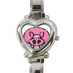 Pork Pig Pink Animals Heart Italian Charm Watch