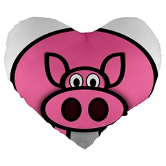 Pork Pig Pink Animals Large 19  Premium Heart Shape Cushions by Mariart