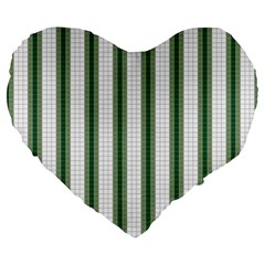 Plaid Line Green Line Vertical Large 19  Premium Flano Heart Shape Cushions by Mariart