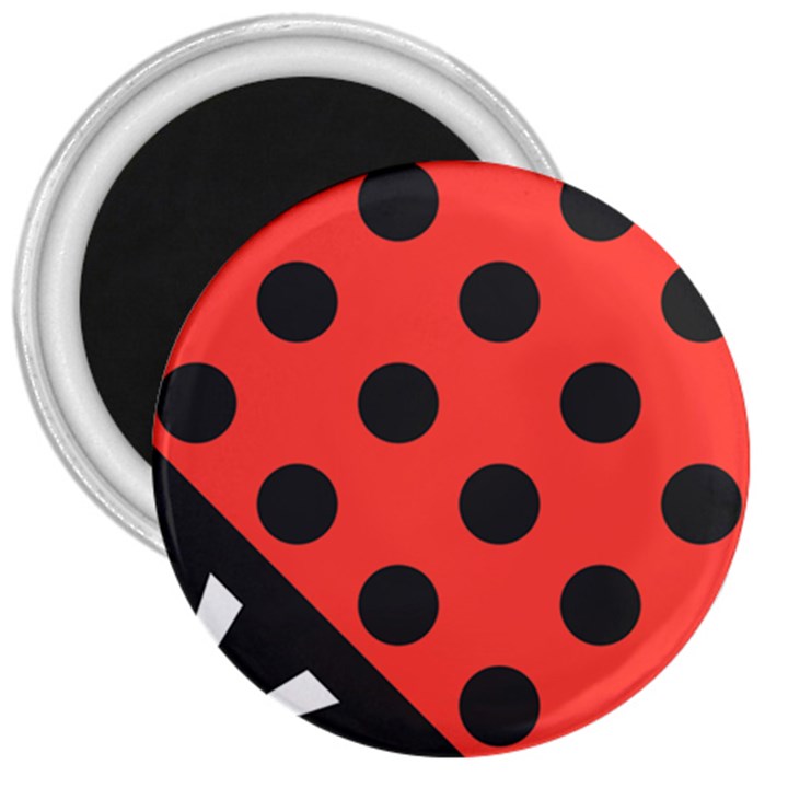 Red Black Hole White Line Wave Chevron Polka Circle 3  Magnets