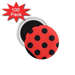 Red Black Hole White Line Wave Chevron Polka Circle 1 75  Magnets (100 Pack) 