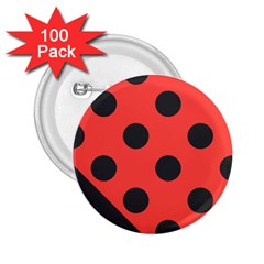 Red Black Hole White Line Wave Chevron Polka Circle 2 25  Buttons (100 Pack) 