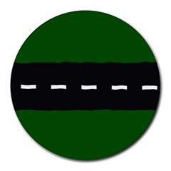 Road Street Green Black White Line Round Mousepads by Mariart