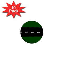 Road Street Green Black White Line 1  Mini Buttons (10 Pack) 