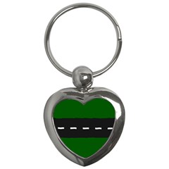 Road Street Green Black White Line Key Chains (heart) 