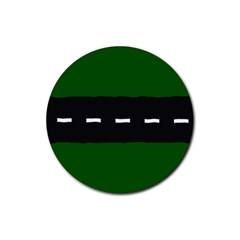 Road Street Green Black White Line Rubber Coaster (round) 