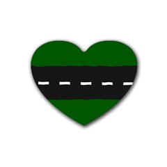 Road Street Green Black White Line Heart Coaster (4 Pack)  by Mariart