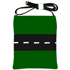 Road Street Green Black White Line Shoulder Sling Bags by Mariart