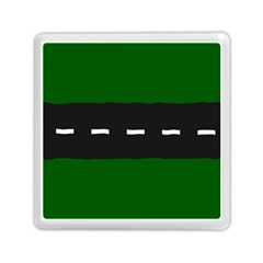 Road Street Green Black White Line Memory Card Reader (square) 