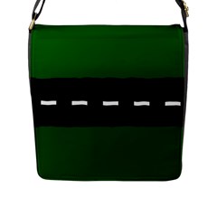 Road Street Green Black White Line Flap Messenger Bag (l) 