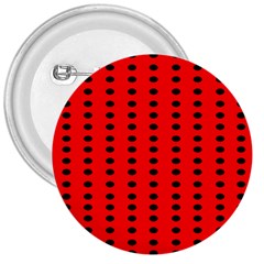 Red White Black Hole Polka Circle 3  Buttons