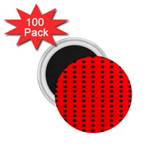Red White Black Hole Polka Circle 1 75  Magnets (100 Pack) 