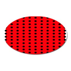 Red White Black Hole Polka Circle Oval Magnet