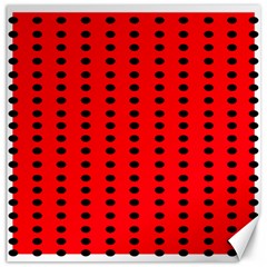 Red White Black Hole Polka Circle Canvas 12  X 12  