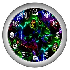 Saga Colors Rainbow Stone Blue Green Red Purple Space Wall Clocks (silver)  by Mariart