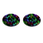 Saga Colors Rainbow Stone Blue Green Red Purple Space Cufflinks (Oval) Front(Pair)