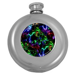 Saga Colors Rainbow Stone Blue Green Red Purple Space Round Hip Flask (5 Oz) by Mariart