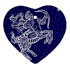 Sagitarius Zodiac Star Heart Ornament (Two Sides)