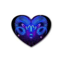 Sign Aries Zodiac Rubber Coaster (heart) 