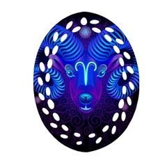 Sign Aries Zodiac Oval Filigree Ornament (two Sides)