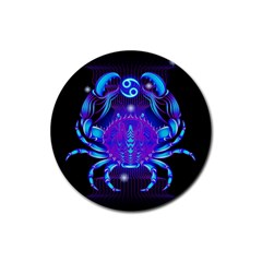 Sign Cancer Zodiac Rubber Round Coaster (4 Pack)  by Mariart