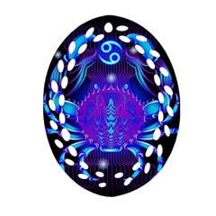 Sign Cancer Zodiac Oval Filigree Ornament (two Sides)