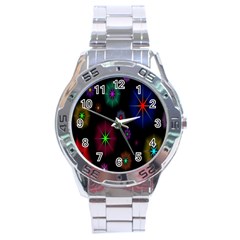 Star Space Galaxy Rainboiw Circle Wave Chevron Stainless Steel Analogue Watch