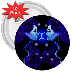 Sign Gemini Zodiac 3  Buttons (10 Pack) 