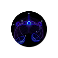 Sign Libra Zodiac Rubber Coaster (round)  by Mariart