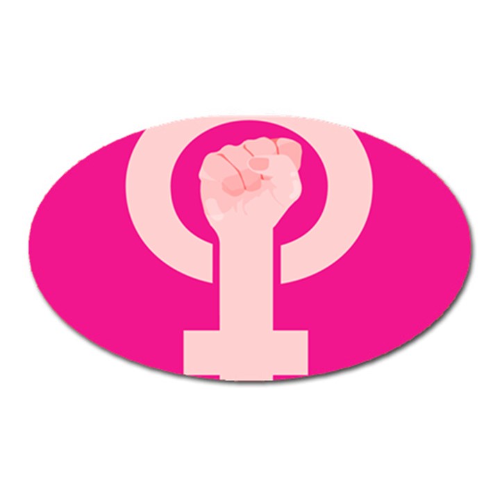 Women Safety Feminist Nail Strong Pink Circle Polka Oval Magnet