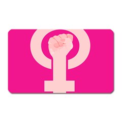 Women Safety Feminist Nail Strong Pink Circle Polka Magnet (Rectangular)