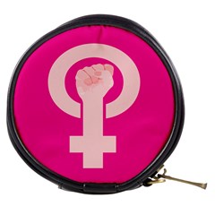 Women Safety Feminist Nail Strong Pink Circle Polka Mini Makeup Bags