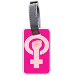 Women Safety Feminist Nail Strong Pink Circle Polka Luggage Tags (One Side)  Front