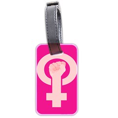 Women Safety Feminist Nail Strong Pink Circle Polka Luggage Tags (Two Sides)