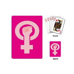 Women Safety Feminist Nail Strong Pink Circle Polka Playing Cards (Mini) 
