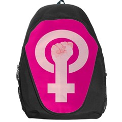 Women Safety Feminist Nail Strong Pink Circle Polka Backpack Bag by Mariart