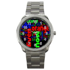 Writing Color Rainbow Sport Metal Watch