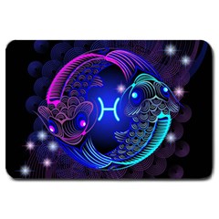 Sign Pisces Zodiac Large Doormat  by Mariart