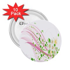 Sunflower Flower Floral Leaf Line Wave Chevron Pink 2 25  Buttons (10 Pack)  by Mariart