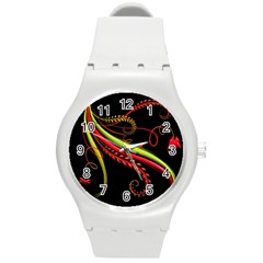 Cool Pattern Designs Round Plastic Sport Watch (m) by Nexatart