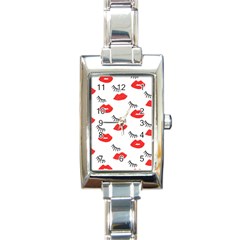 Smooch Pattern Design Rectangle Italian Charm Watch by Nexatart