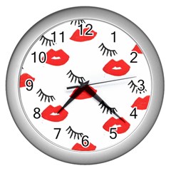 Smooch Pattern Design Wall Clocks (silver)  by Nexatart