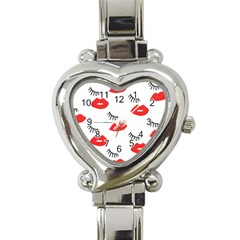 Smooch Pattern Design Heart Italian Charm Watch by Nexatart