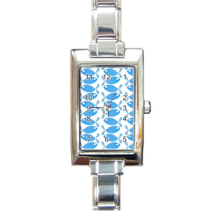 Fish Pattern Background Rectangle Italian Charm Watch