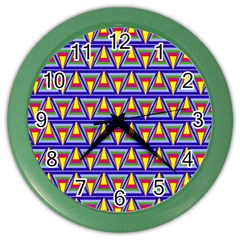 Seamless Prismatic Pythagorean Pattern Color Wall Clocks by Nexatart