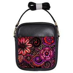 Sunset Floral Girls Sling Bags by Nexatart